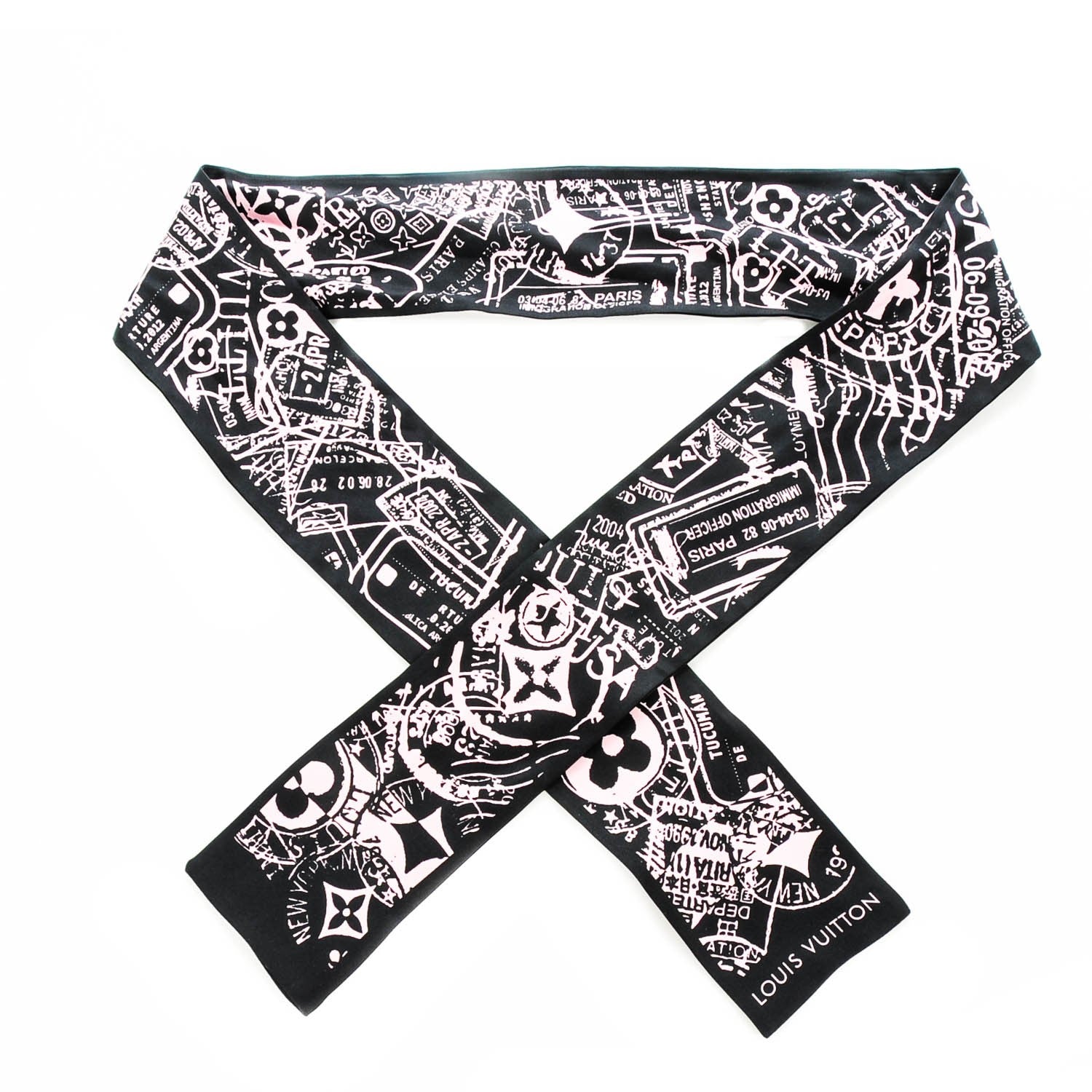 Louis Vuitton Silk Monogram Boarding Bandeau Black Pink 1 of 5
