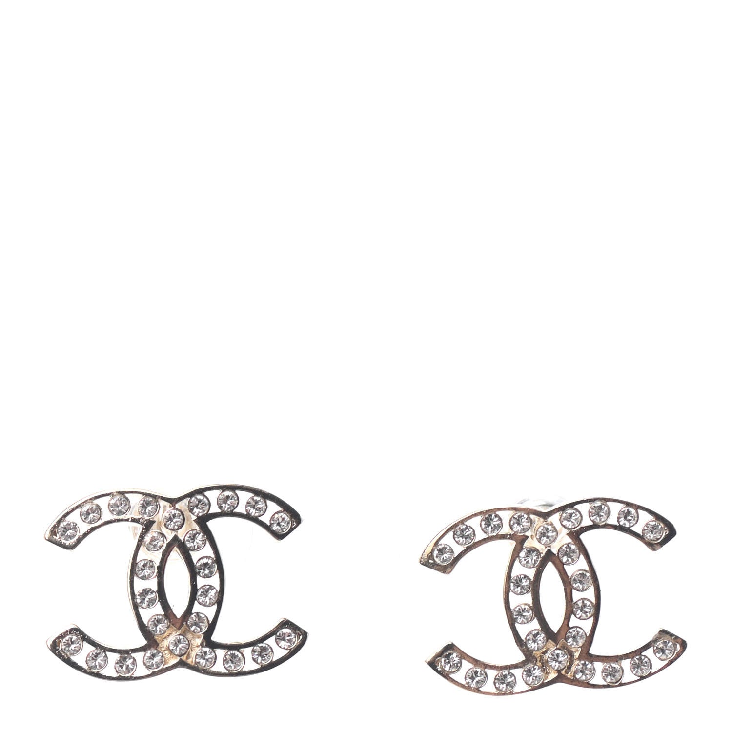 Chanel Crystal CC Large Earrings Gold 1 of 4