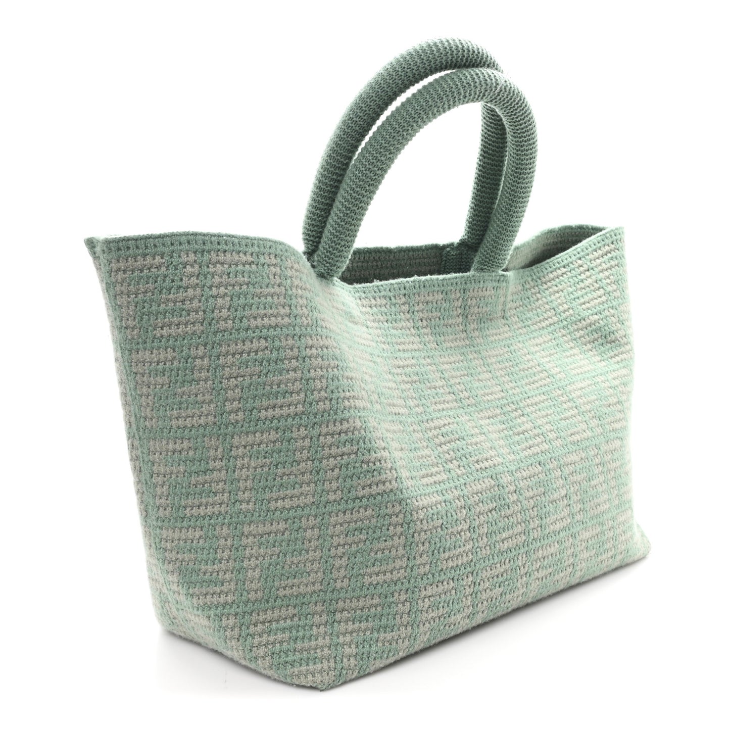 Cashmere Knit FF Large Shopper Tote Verde Islanda