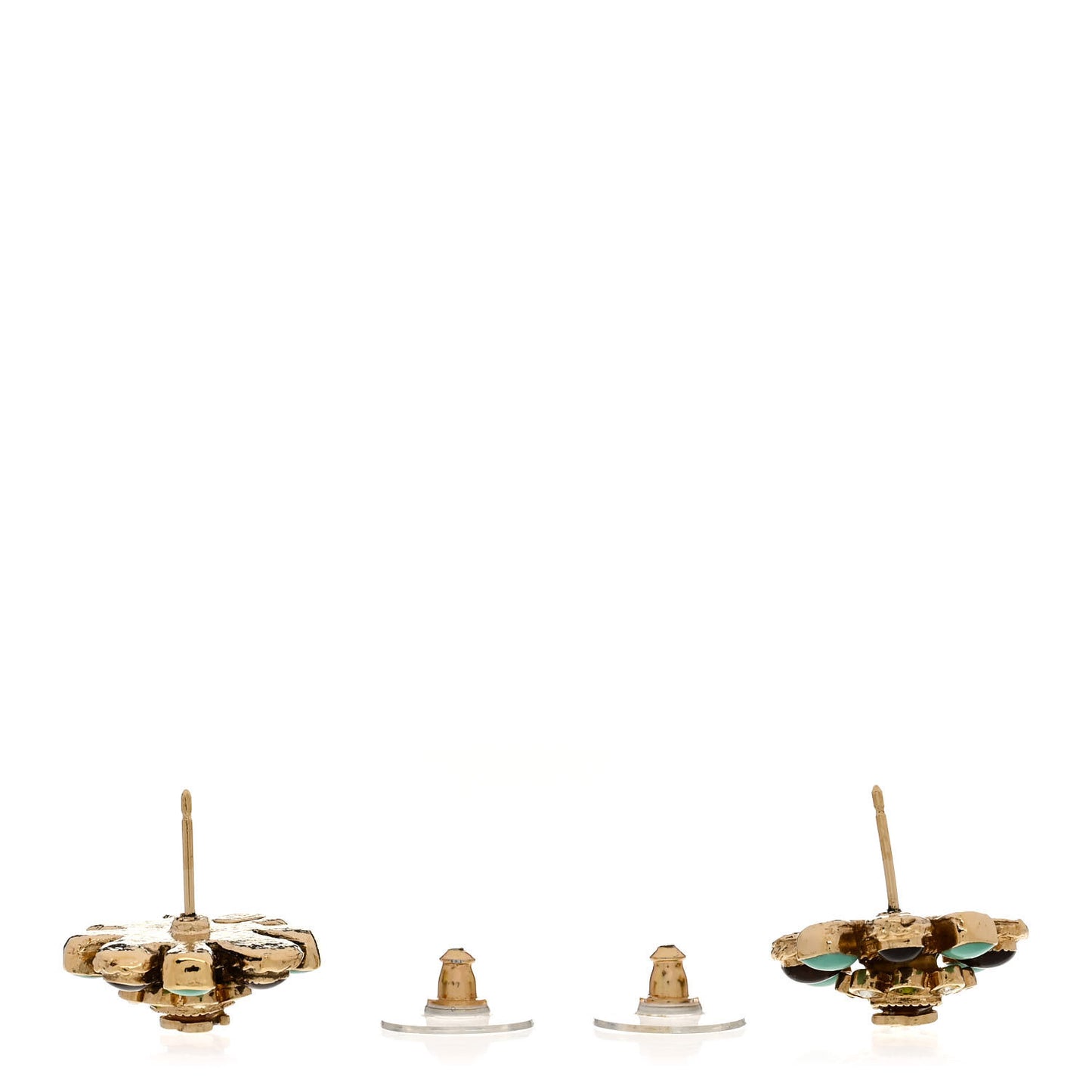 Enamel Gripoix Flower CC Earrings Gold