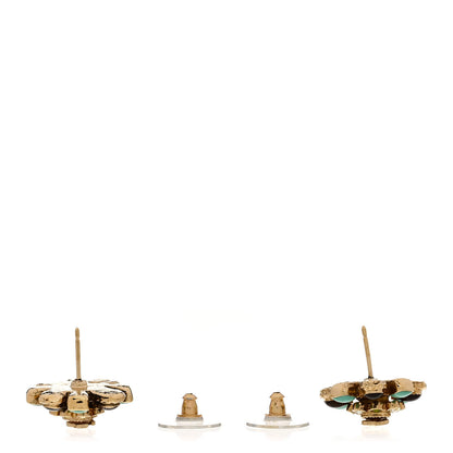 Chanel Enamel Gripoix Flower CC Earrings Gold 3 of 5