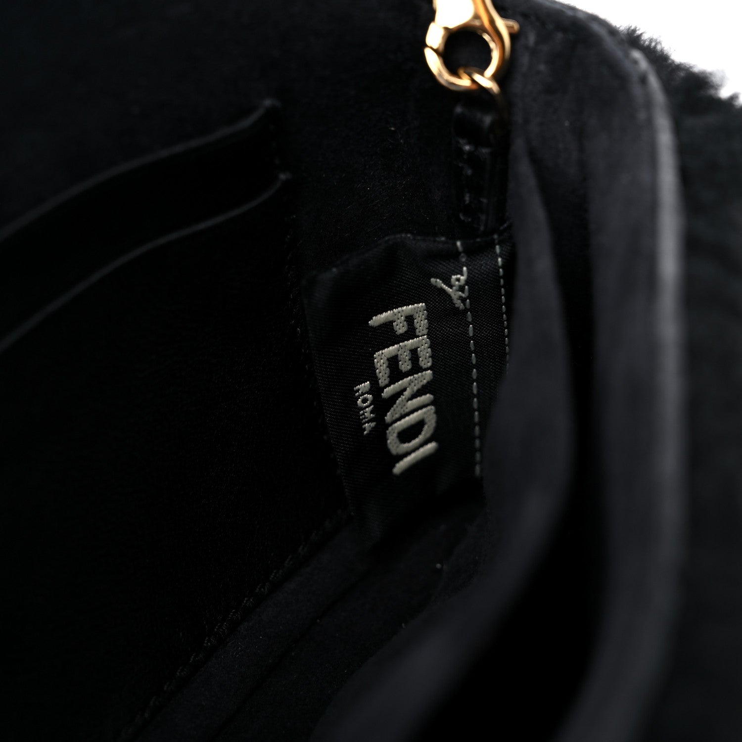 Fendi Shearling Shiny Nappa Micro Baguette Black 7 of 10