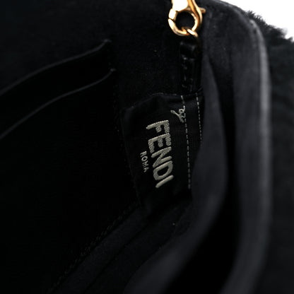 Fendi Shearling Shiny Nappa Micro Baguette Black 7 of 10