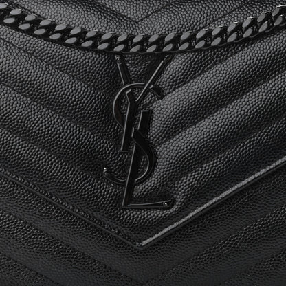 Saint Laurent Grain De Poudre Matelasse Chevron Monogram Chain Wallet Black 7 of 16