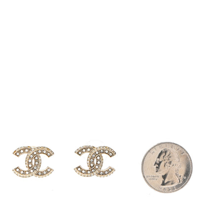 Chanel Crystal Timeless CC Earrings Light Gold 2 of 6