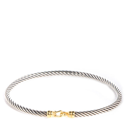 David Yurman Sterling Silver 18K Yellow Gold 3mm Cable Buckle Bracelet 1 of 5