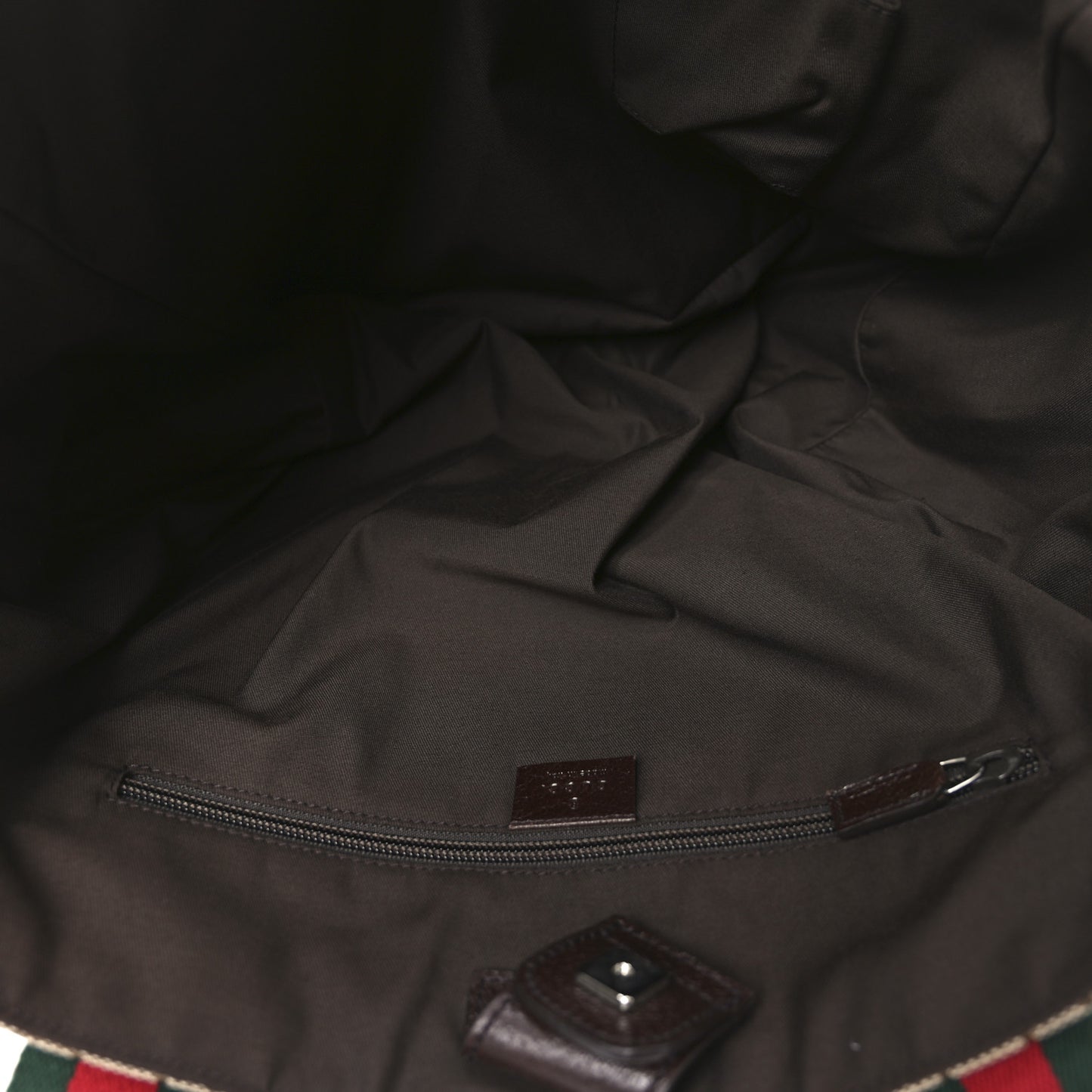 GG Monogram Medium Web Handle Double Pocket Tote Brown