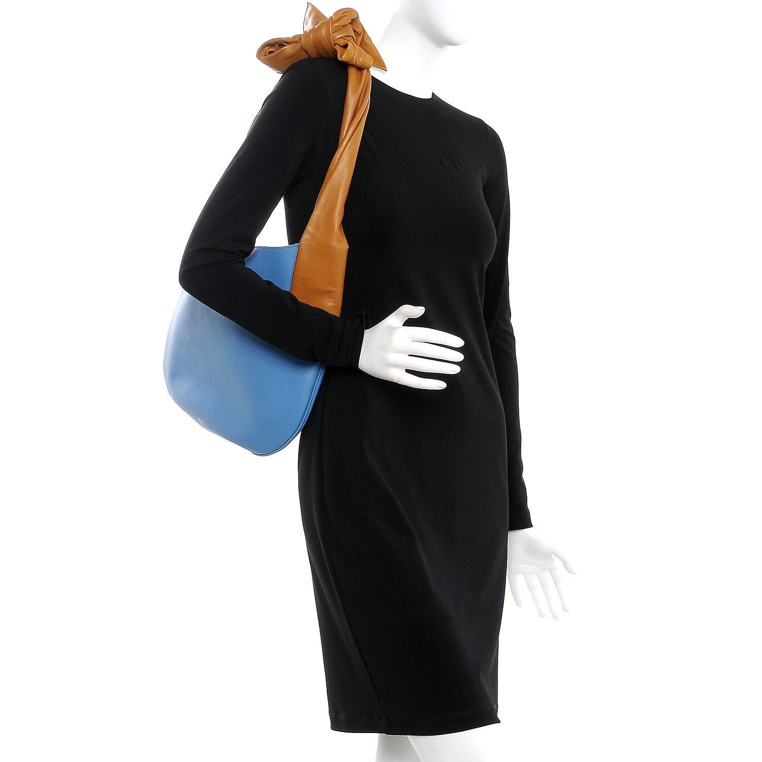 Celine Calfskin Large Ribbon Shoulder Bag Blue 2 of 9