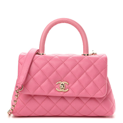 Chanel Caviar Lizard Embossed Quilted Mini Coco Handle Flap Pink 1 of 11
