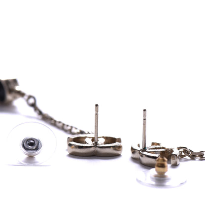 Chanel Pearl CC Drop Earrings Gold Black 4 of 4