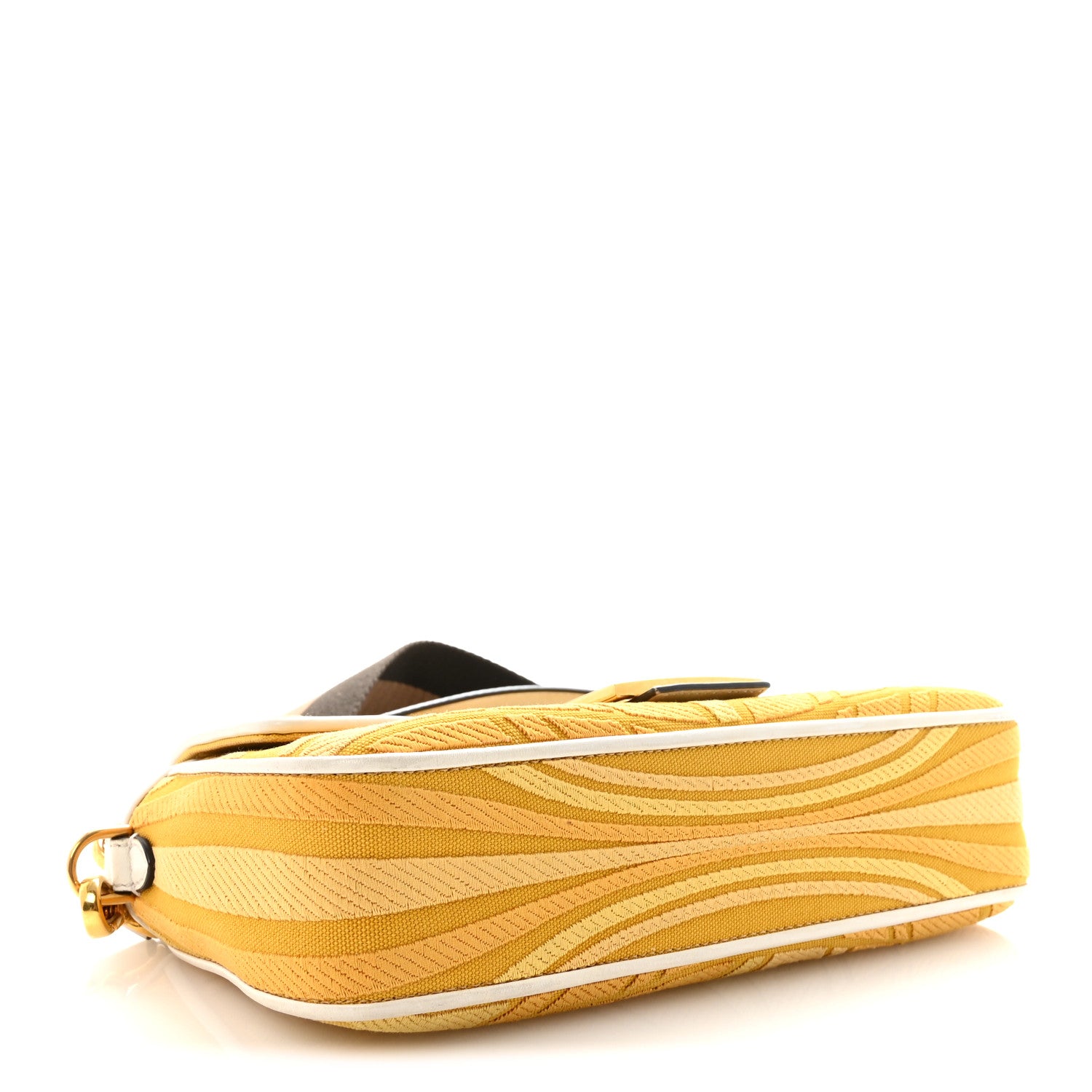 Fendi X SARA COLEMAN Canvas Vitello King Seta FF Fish Eye Embroidered Baguette Mostarda White Ice 4 of 9