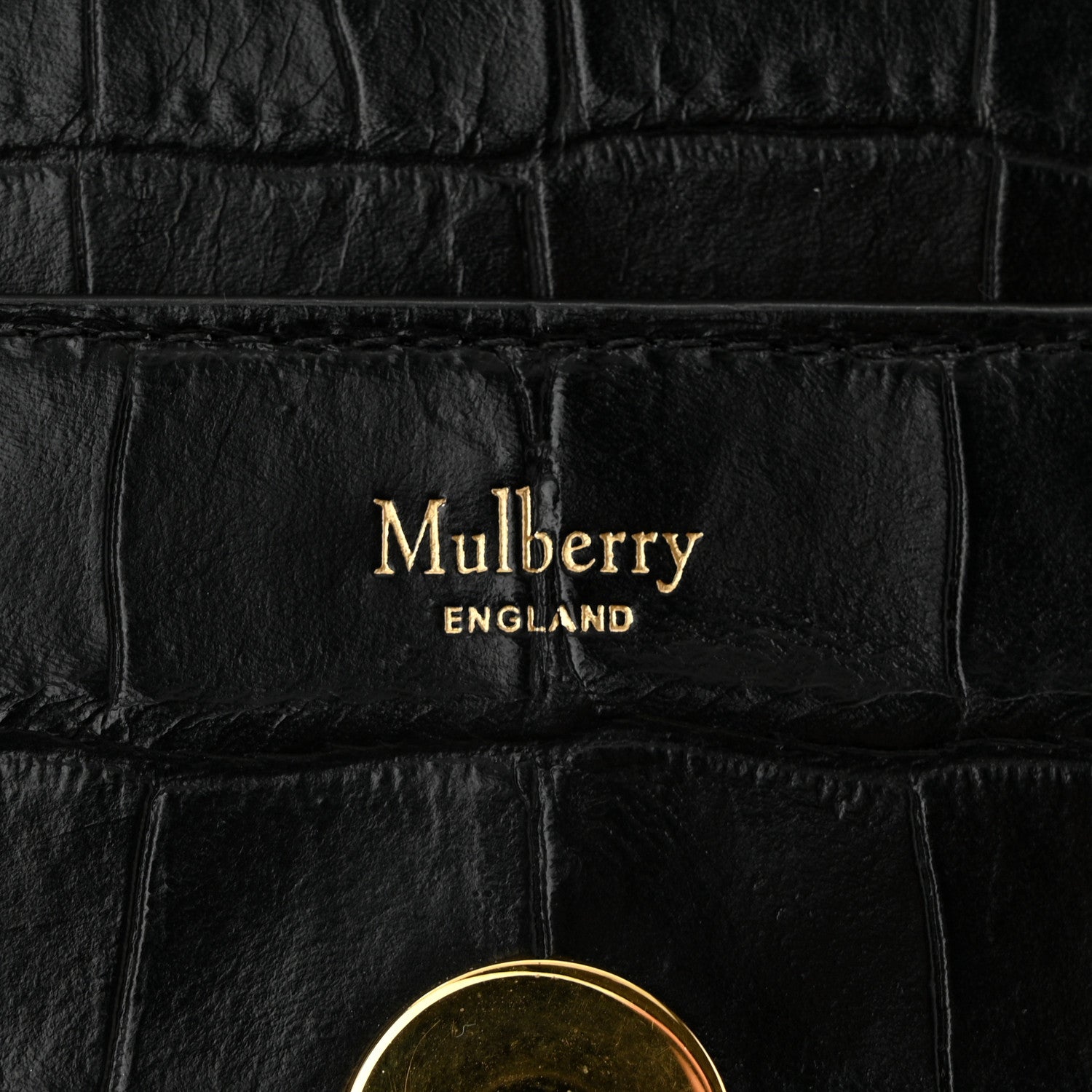 Mulberry Crocodile Embossed Calfskin Small Darley Black 6 of 10