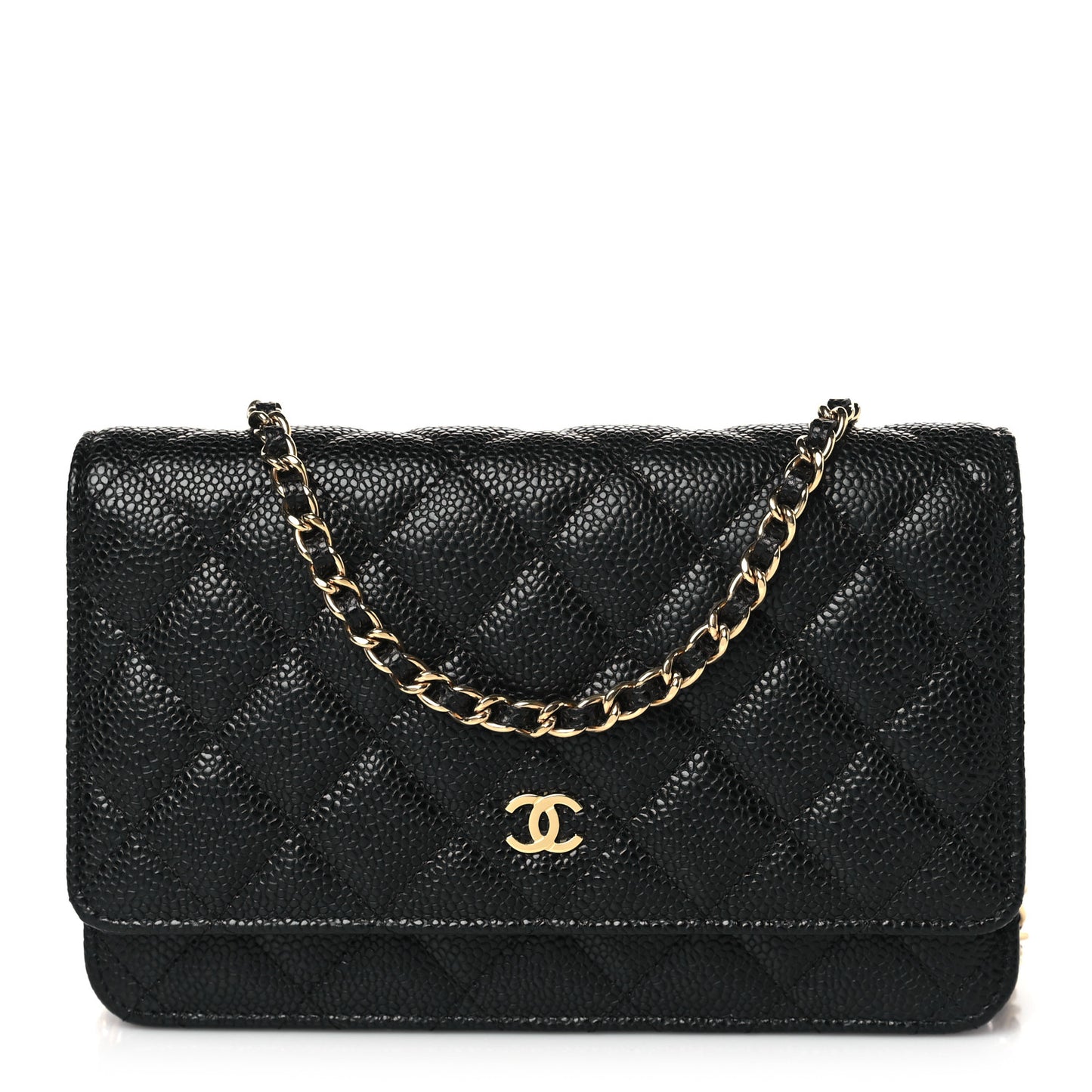 Caviar Quilted Wallet on Chain WOC Black