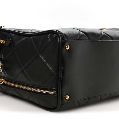Chanel Shiny Grained Calfskin Quilted Large Travel Bowling Bag Black 8 of 9