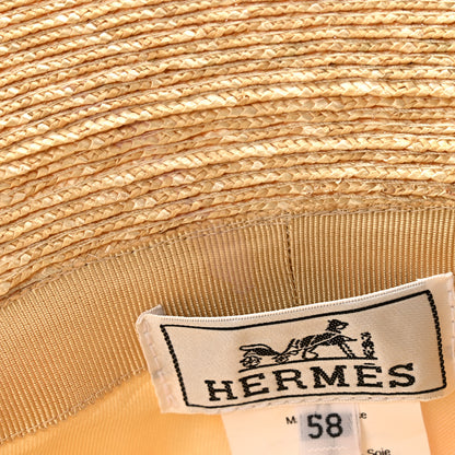 Hermes Straw Silk Cotton Harper Bloom Bucket Hat 58 Naturel Beige 9 of 9