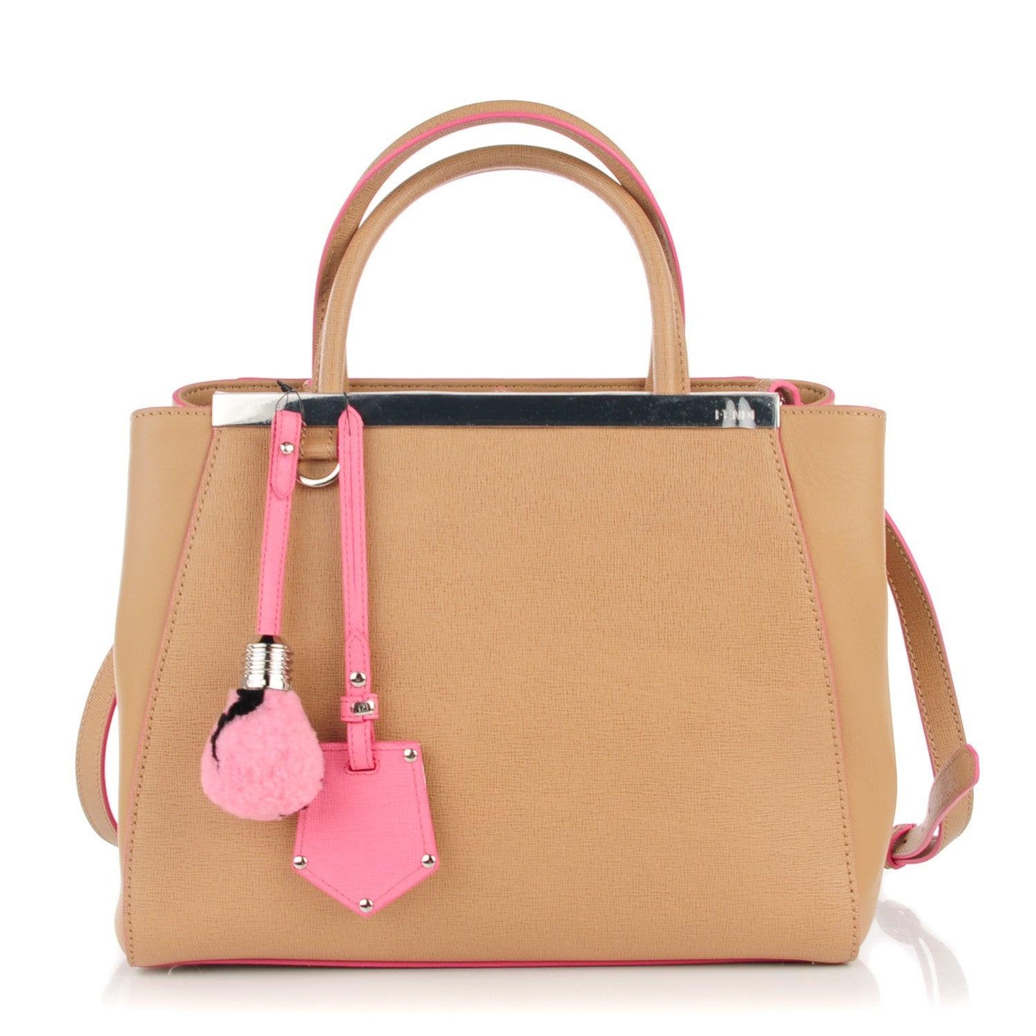 Fendi Vitello Elite Light Bulb Charm Petite 2Jours Tote Cuoio 1 of 8