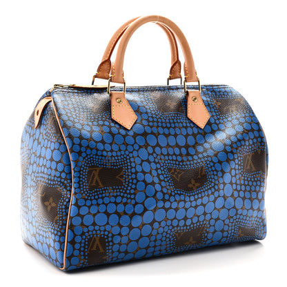 Louis Vuitton Monogram Kusama Town Speedy 30 Blue 3 of 9