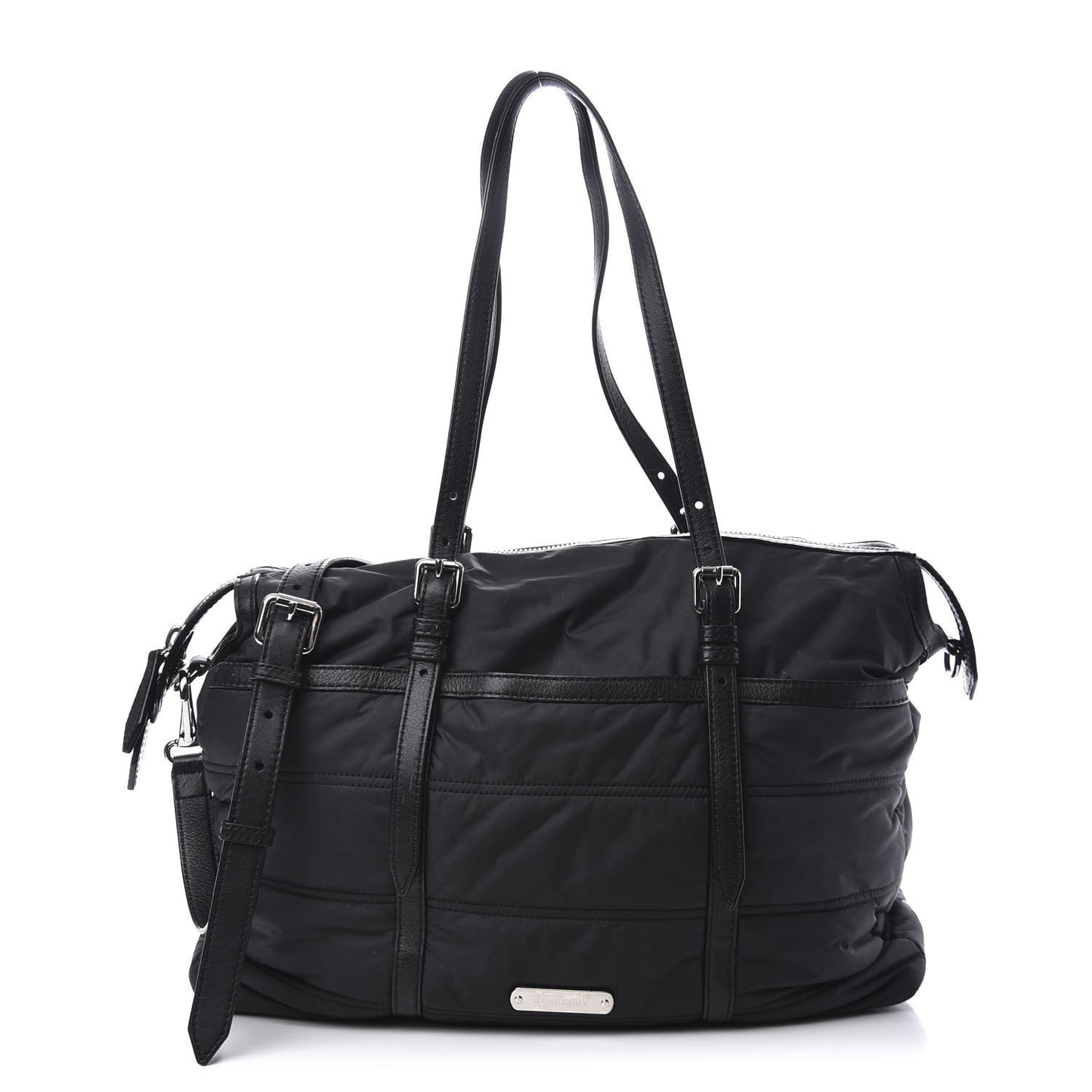 Nylon House Check Quilted Abbey Diaper Bag Black