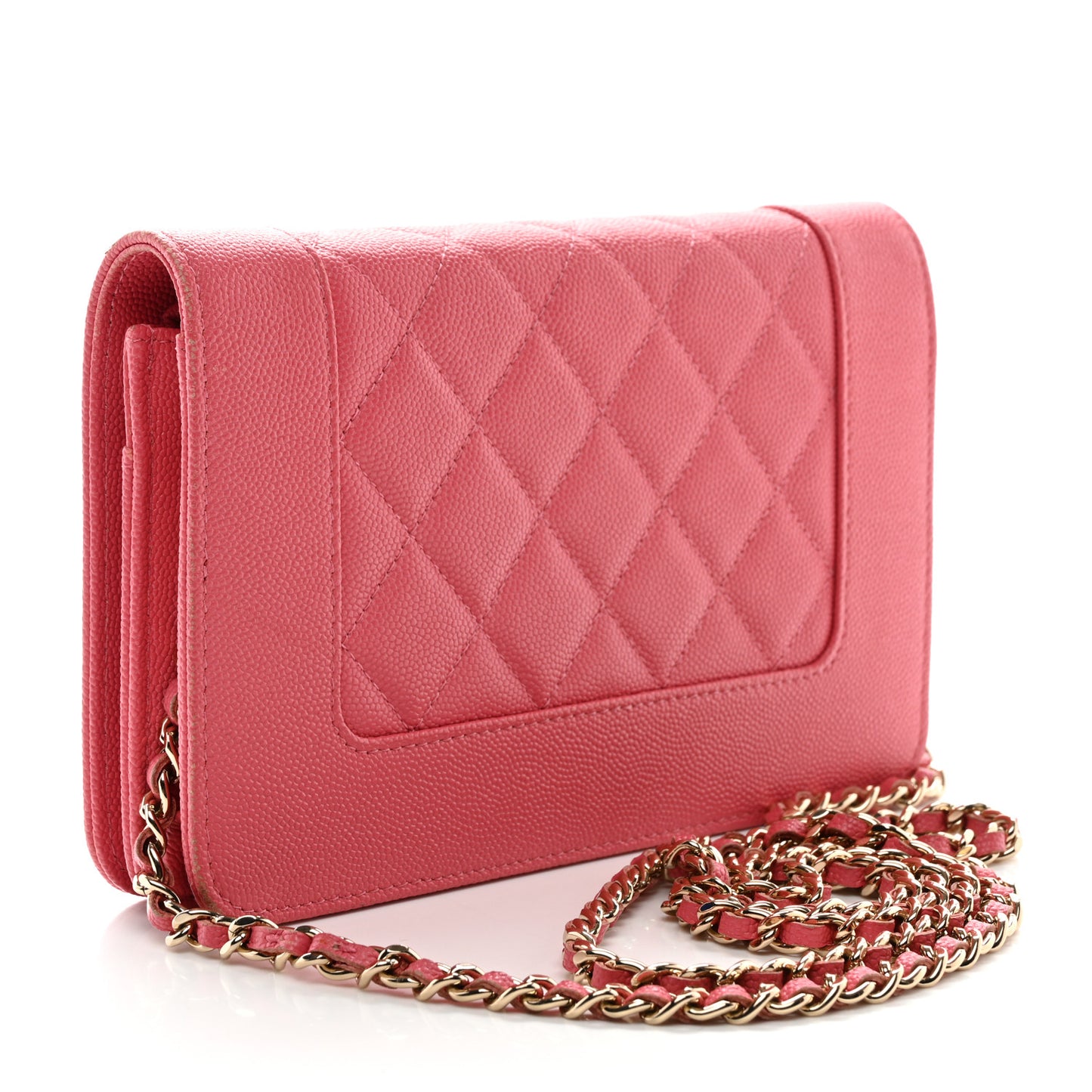 Caviar Quilted Vintage Mademoiselle Wallet On Chain WOC Dark Pink