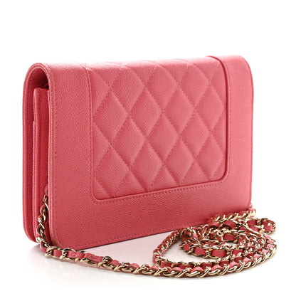 Chanel Caviar Quilted Vintage Mademoiselle Wallet On Chain WOC Dark Pink 4 of 12