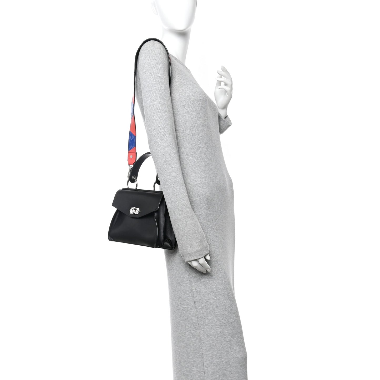 Calfskin Small Hava Top Handle Bag Black Multicolor
