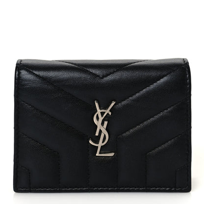 Saint Laurent Lambskin Y Quilted Monogram Loulou Flap Wallet Black 1 of 7