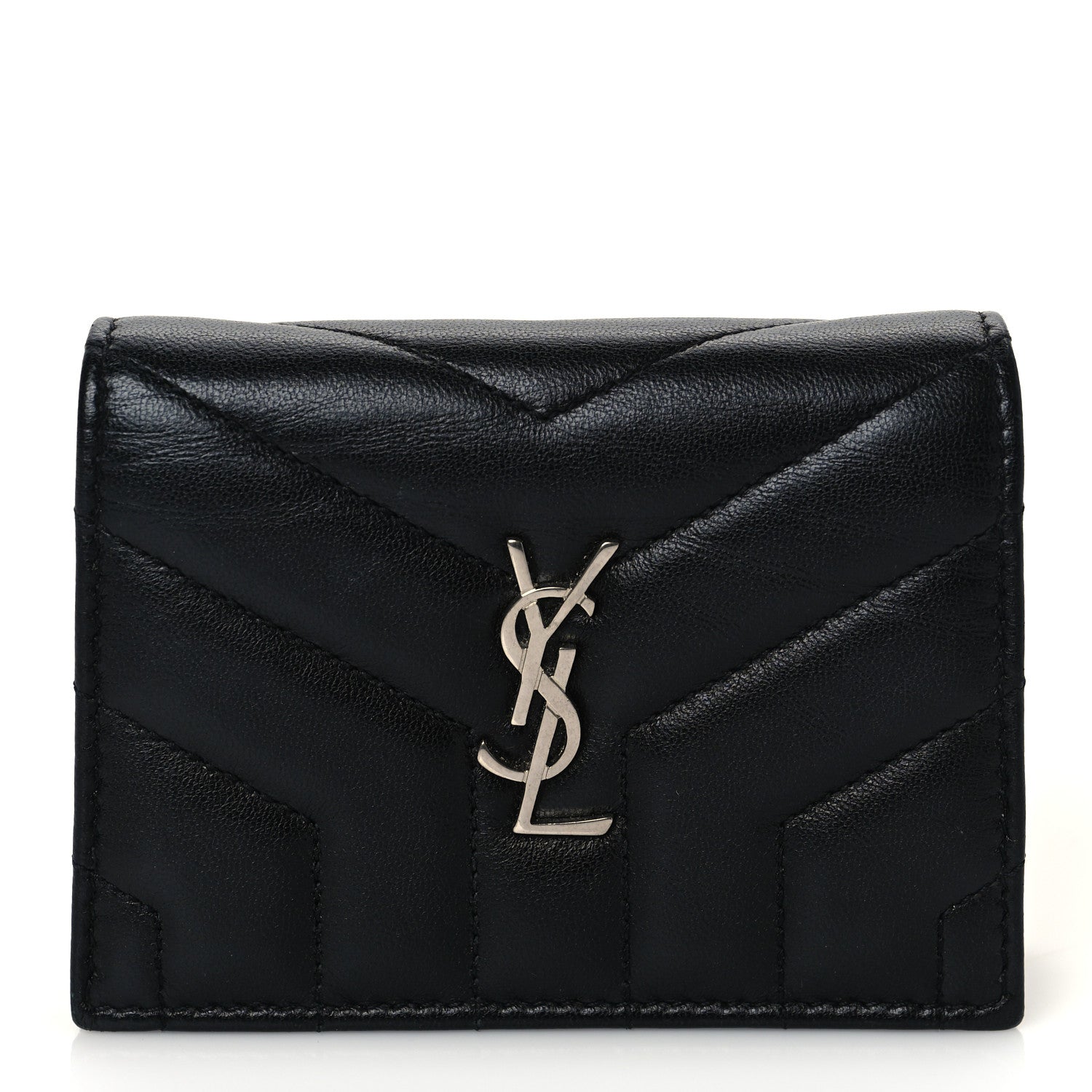 Saint Laurent Lambskin Y Quilted Monogram Loulou Flap Wallet Black 1 of 7