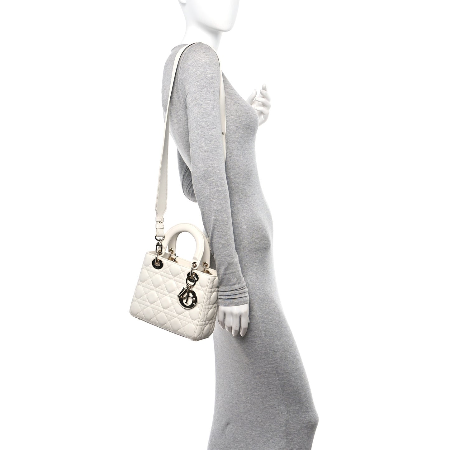 Lambskin Cannage Small My ABCDior Lady Dior White