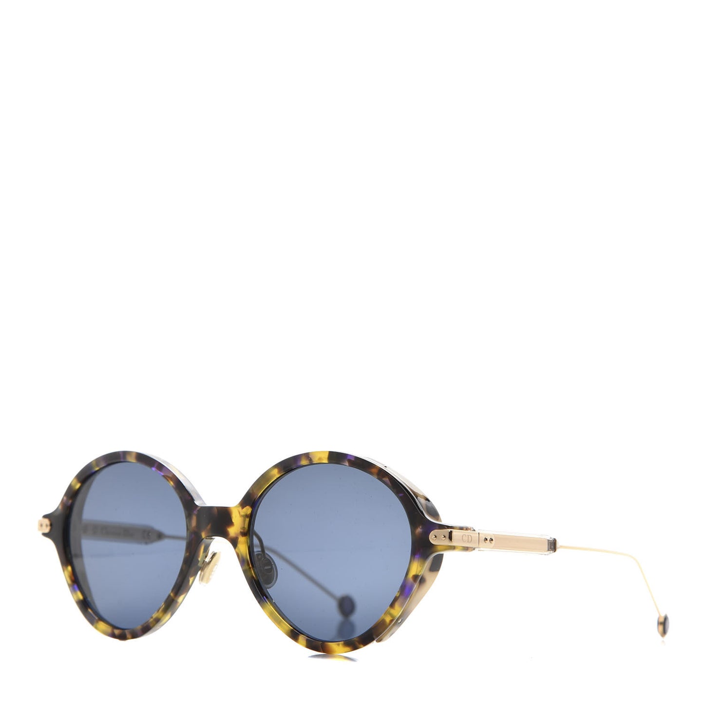Acetate Leaf Print Umbrage Round Sunglasses Blue Foliage