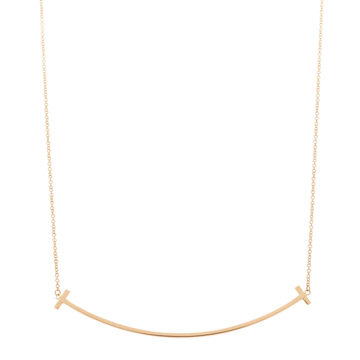 18K Rose Gold Large T Smile Pendant Necklace