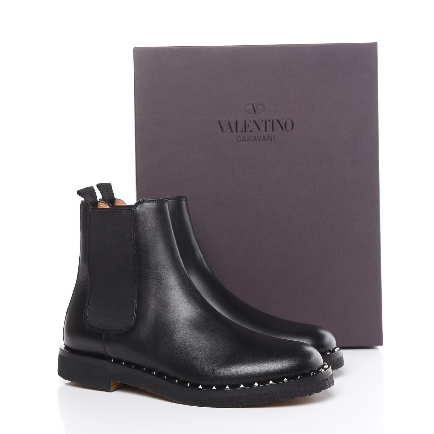 Calfskin Soul Rockstud Beatle Chelsea Ankle Boots 41 Black