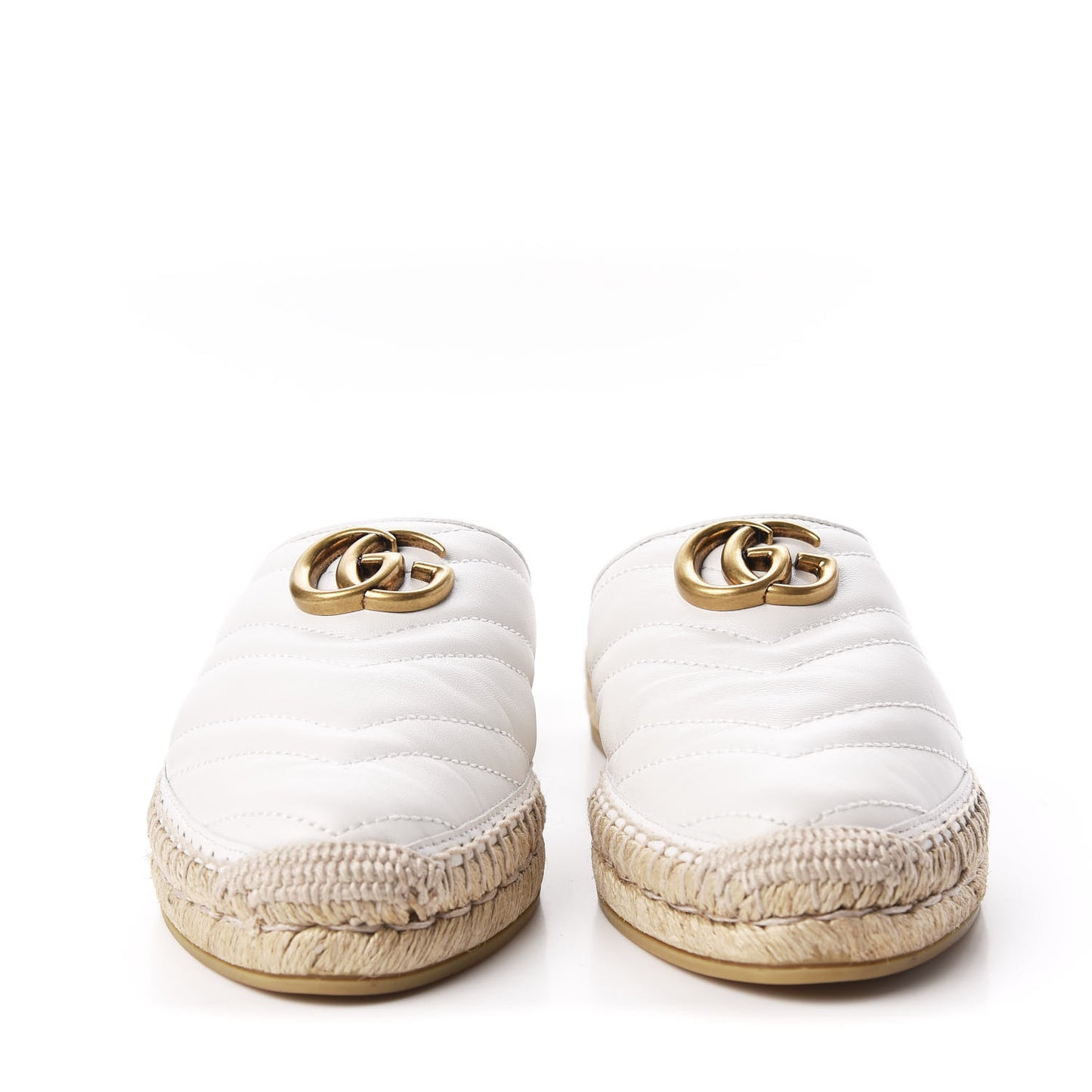 Nappa Matelasse GG Marmont Espadrille Slippers 38.5 Great White