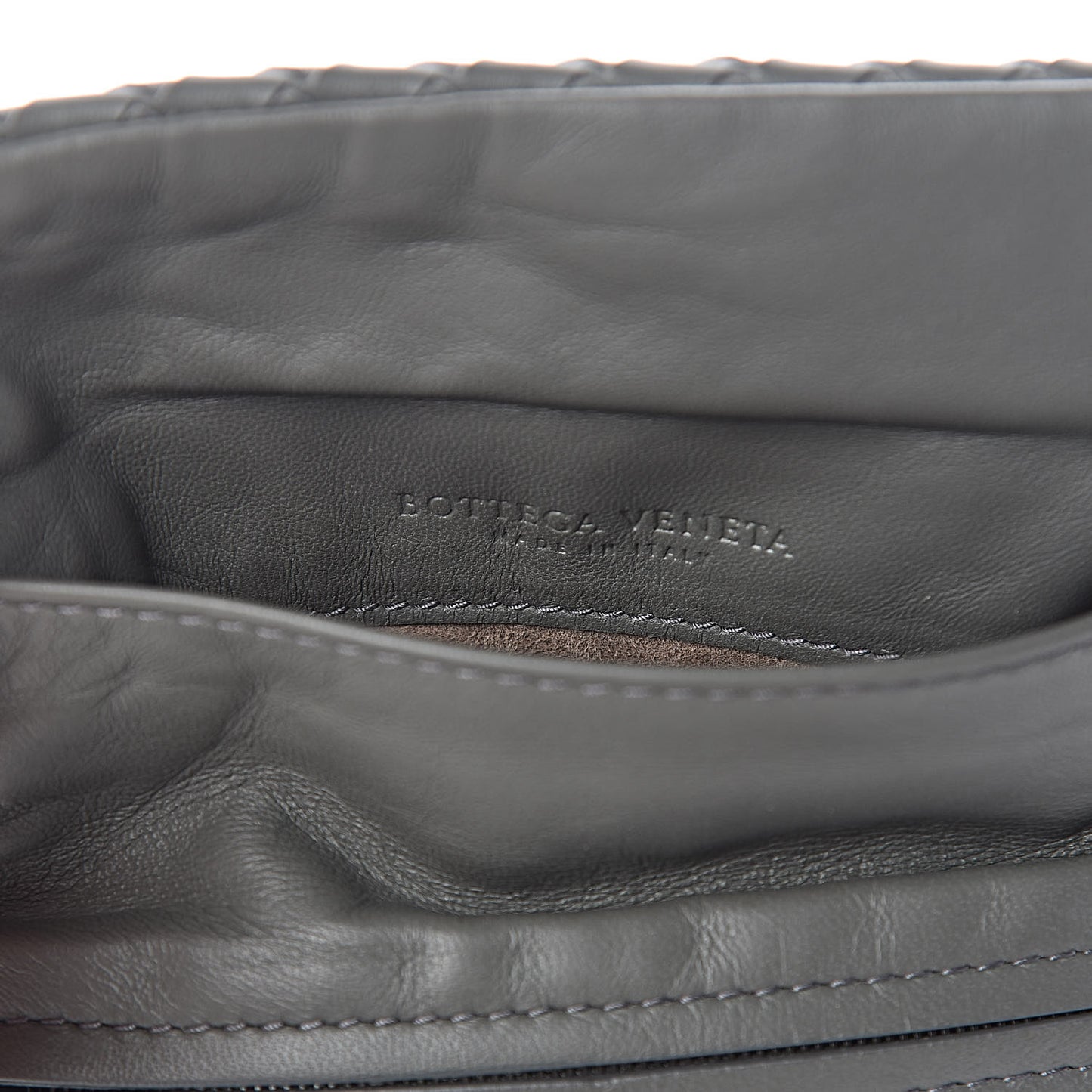 Nappa Intrecciato Small Chain Crossbody Light Grey