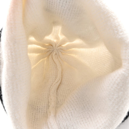 Chanel Cashmere Quilted CC Beanie Hat White Black 4 of 6