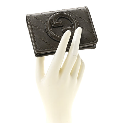 Gucci Sakai Be Green Calfskin Diagonal Stitched Blondie Card Case Wallet Craclet Brown 2 of 7