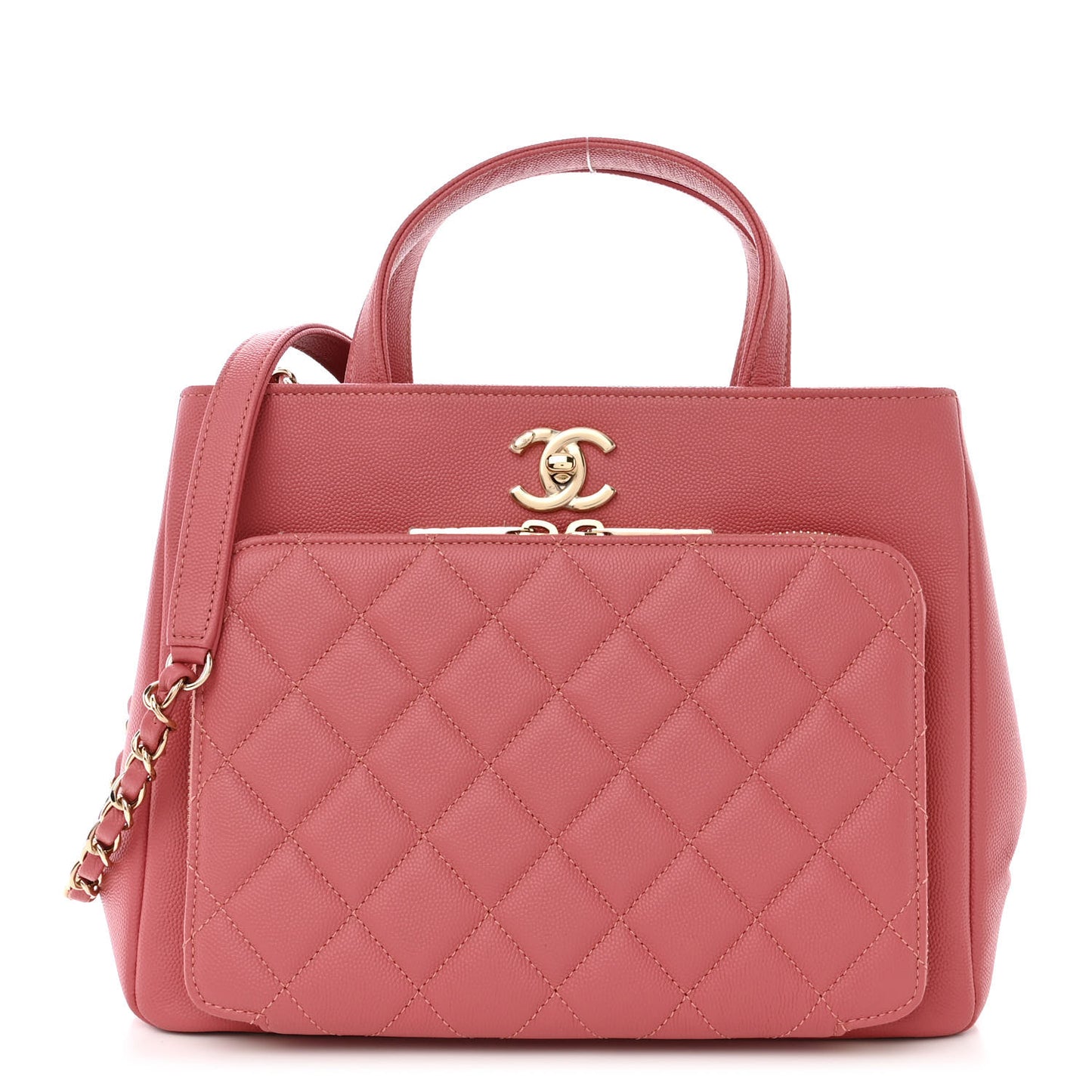 Caviar Quilted Small Business Affinity Shopping Bag Pink