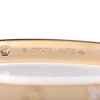 Cartier 18K Yellow Gold 4 Diamond LOVE Bracelet 16 5 of 6