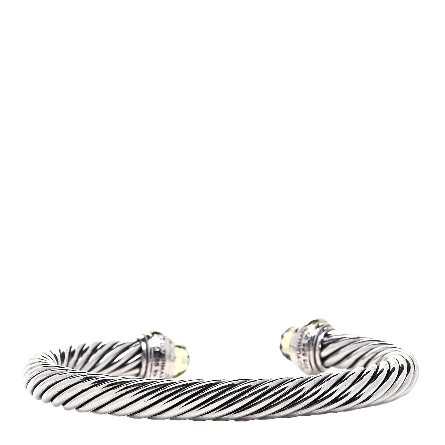 Sterling Silver 14K Yellow Gold Prasiolite 7mm Cable Classics Bracelet