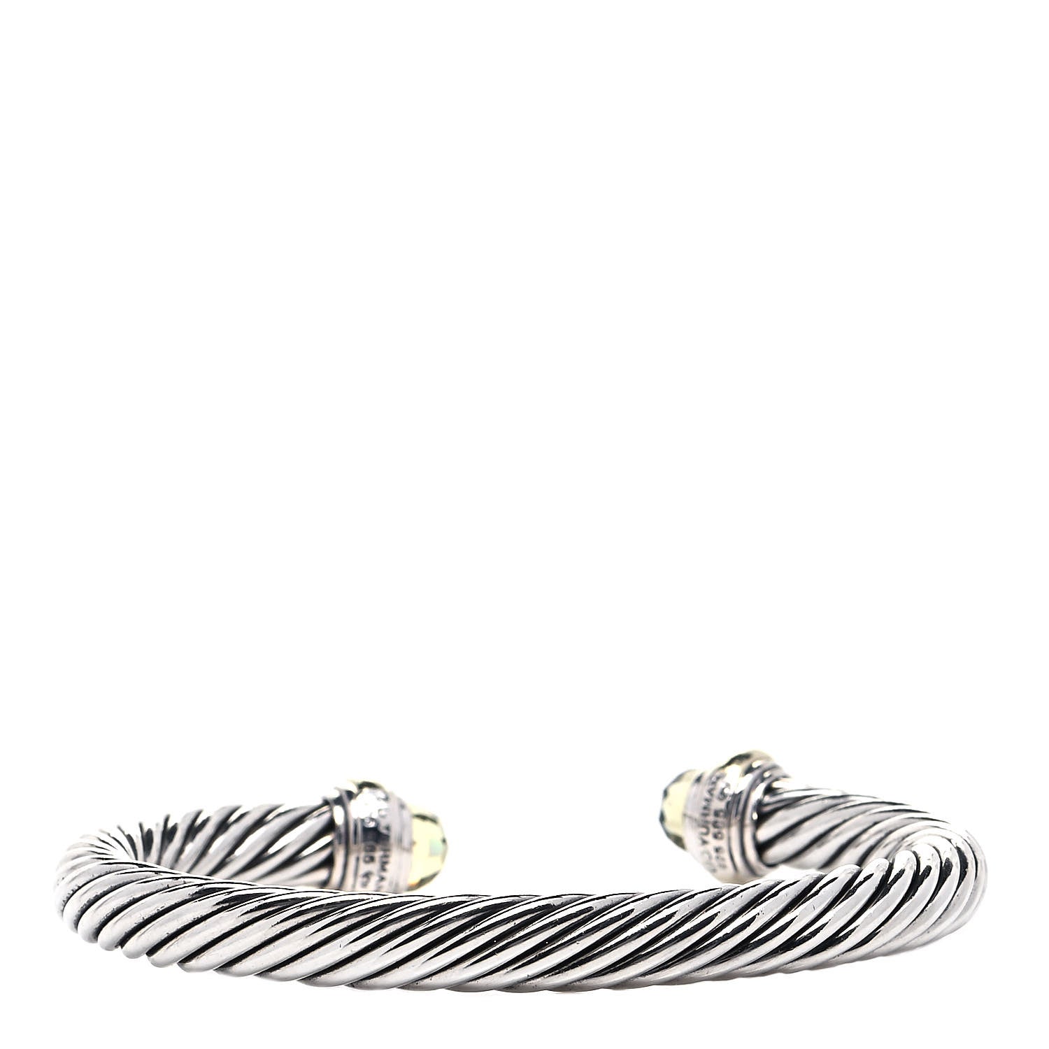 David Yurman Sterling Silver 14K Yellow Gold Prasiolite 7mm Cable Classics Bracelet 3 of 6