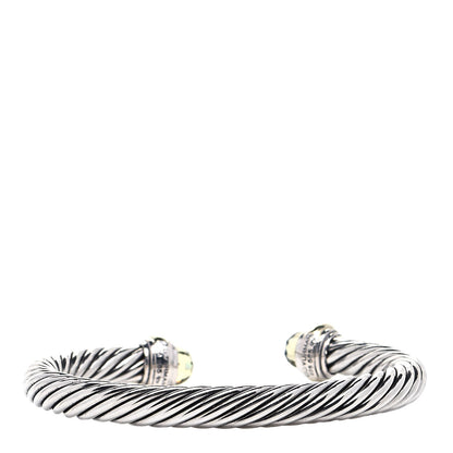 David Yurman Sterling Silver 14K Yellow Gold Prasiolite 7mm Cable Classics Bracelet 3 of 6