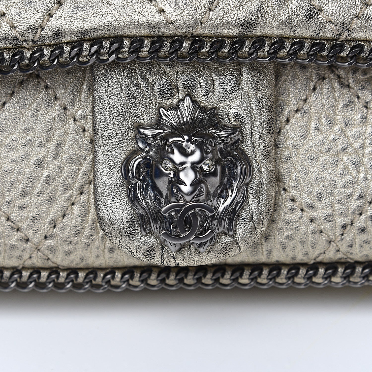 Chanel Distressed Lambskin Medium Leo Lion Flap Metallic 9 of 11