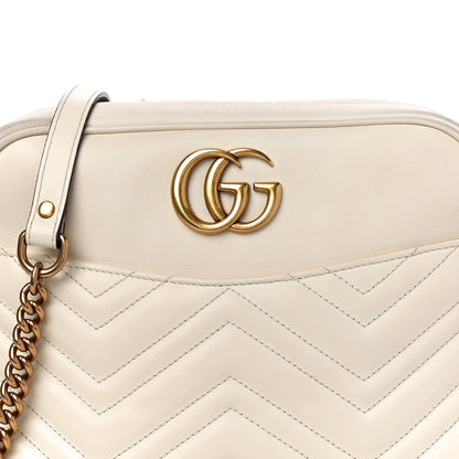 Gucci Calfskin Matelasse Medium GG Marmont Chain Shoulder Bag Mystic White 9 of 14