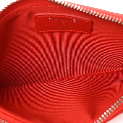 Chanel Caviar Chevron Quilted Zip Pouch Red 5 of 8