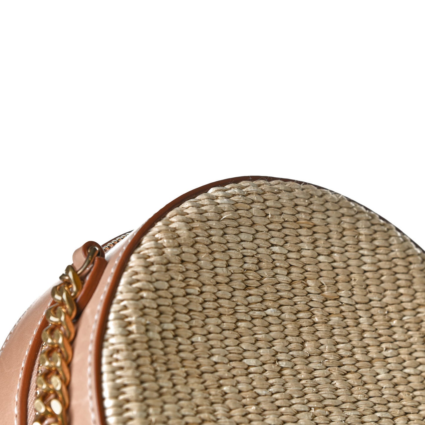 Raffia Calfskin Small Mica Bag Natural Brown Gold