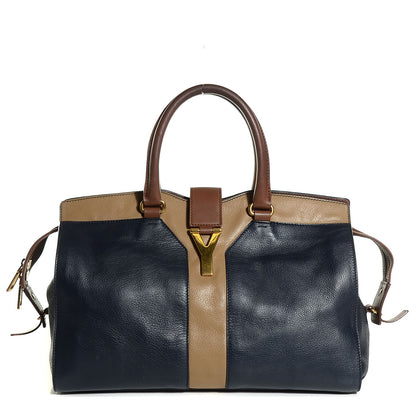 Saint Laurent Calfskin Medium Tri-Color Cabas Chyc Navy Mushroom 1 of 8
