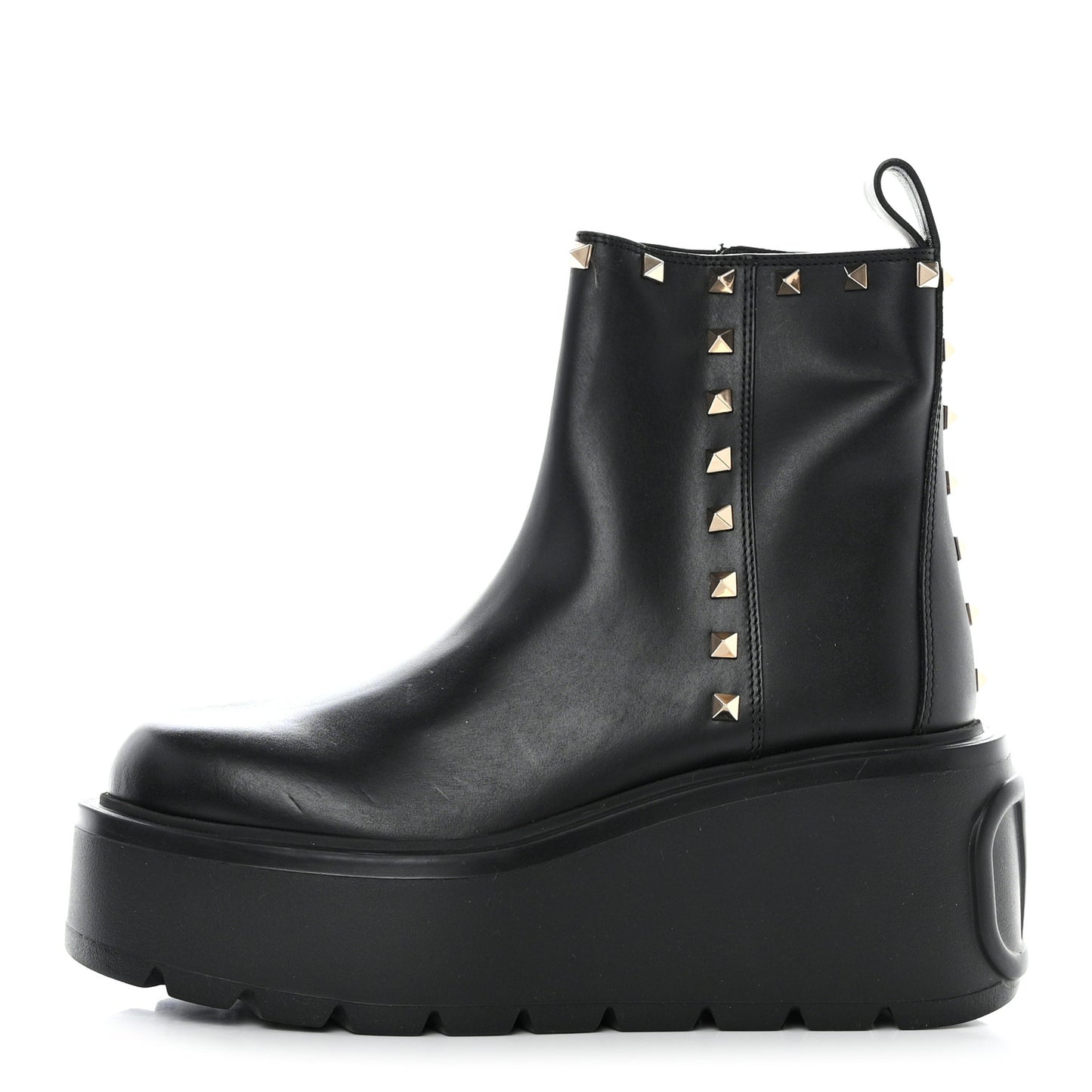 Calfskin Rockstud VLOGO Uniqueform Chelsea 55/85mm Flatform Ankle Boots 38 Black