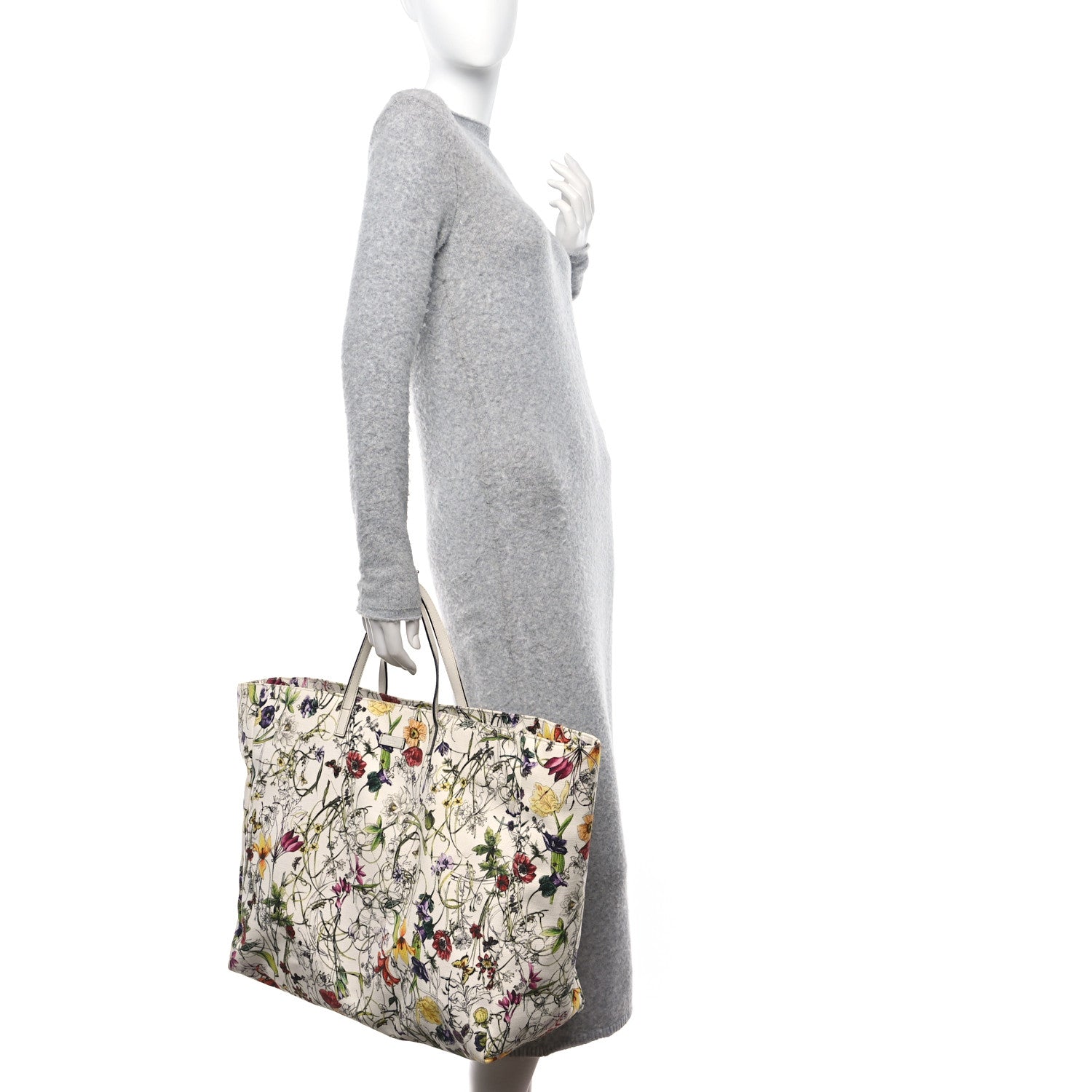 Gucci Canvas Flora Infinity Large Tote White 4 of 11