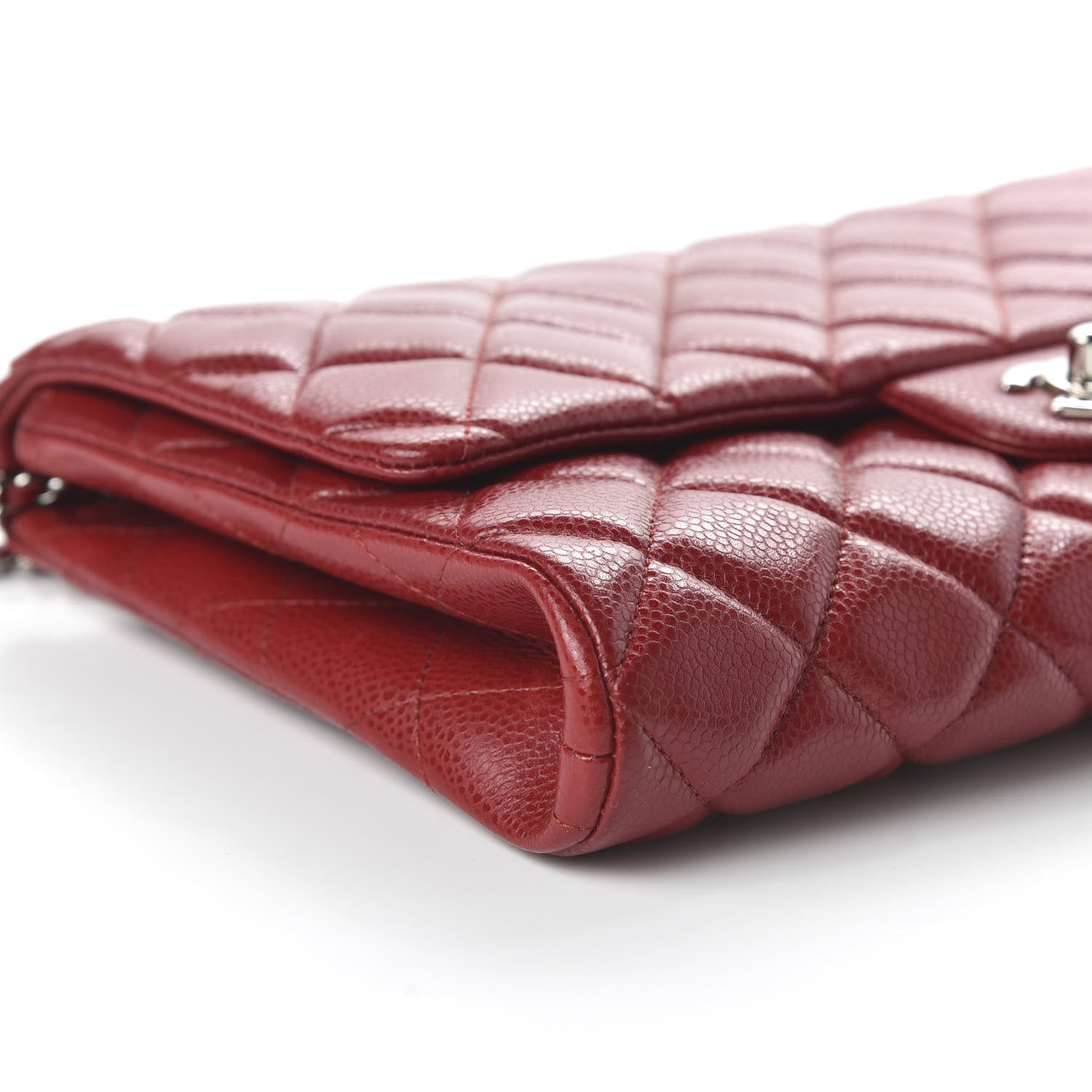 Chanel Caviar Quilted Clutch With Chain Flap Red 6 of 11