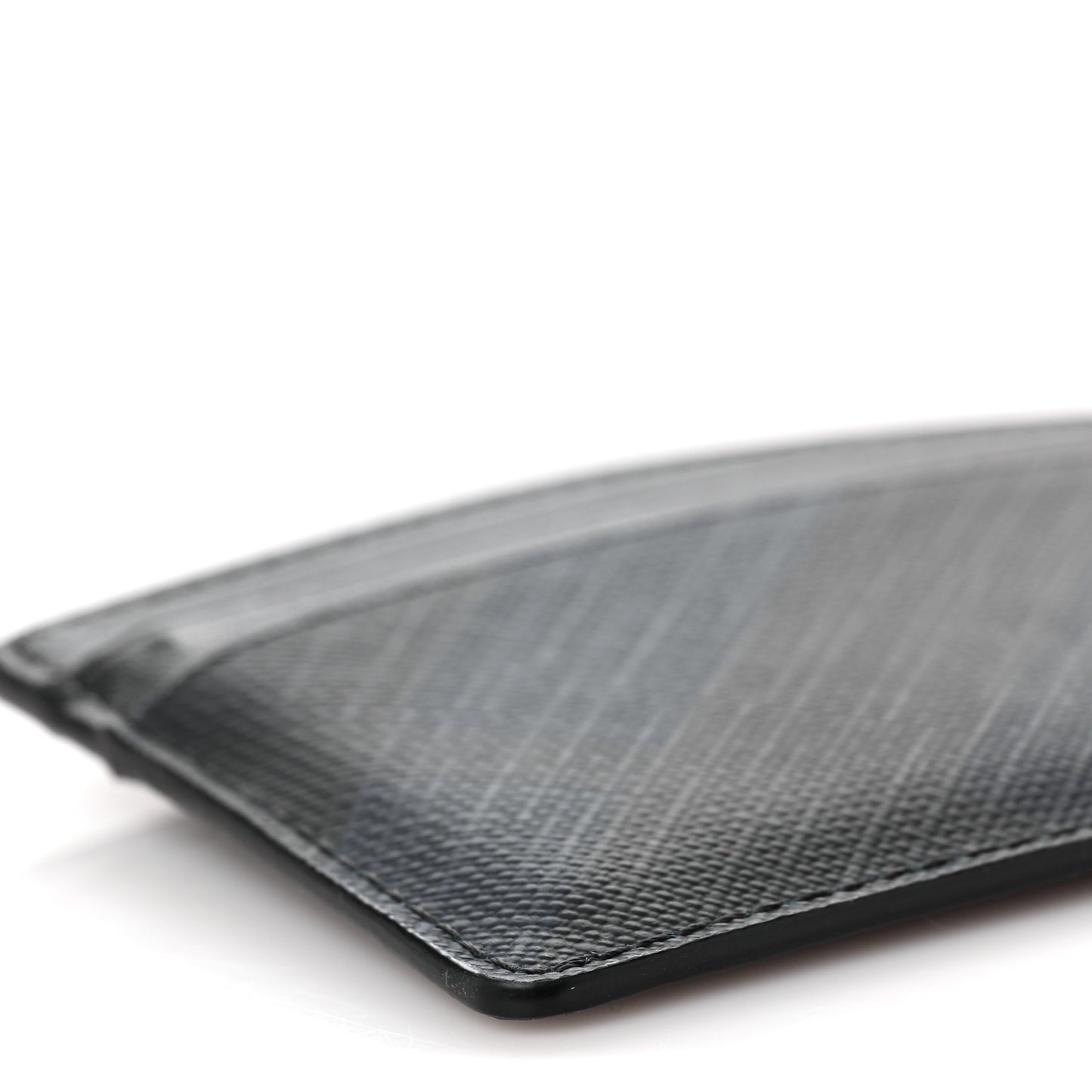 Grained Calfskin London Check Card Case Navy Black
