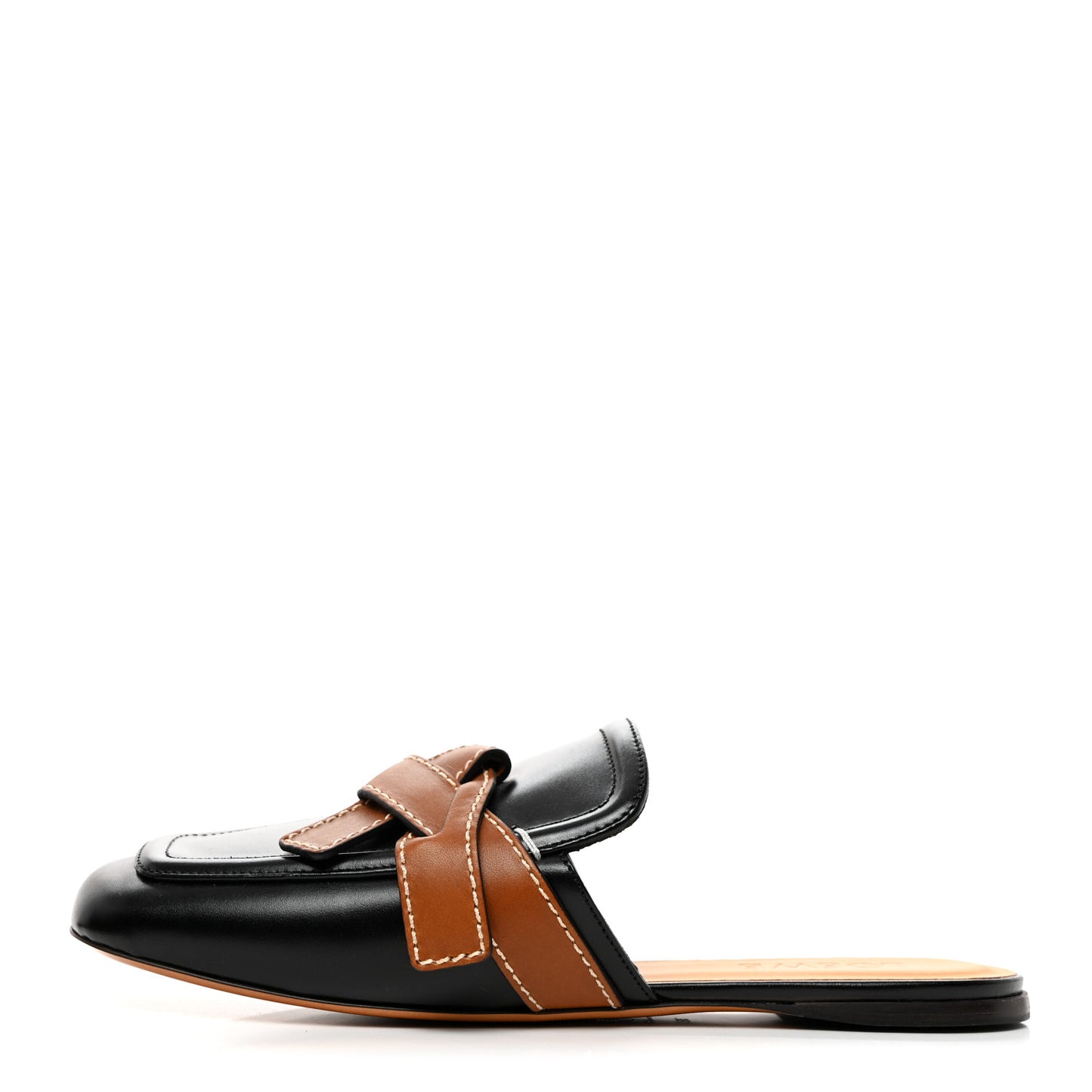 Calfskin Gate Mule Sandals 38 38 Black Tan